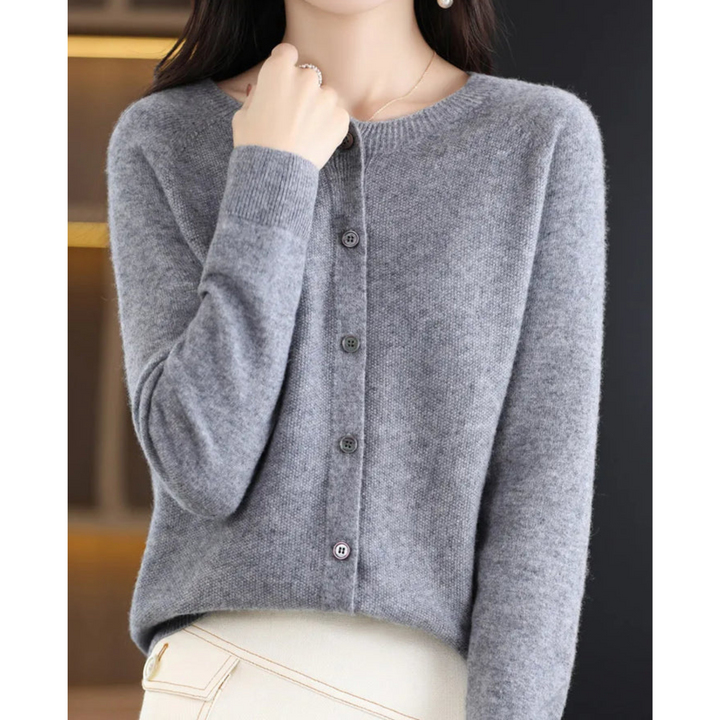 Mercy Cardigan for Women – Elegant Merino Wool &amp; Soft Cardigan with Round Neck