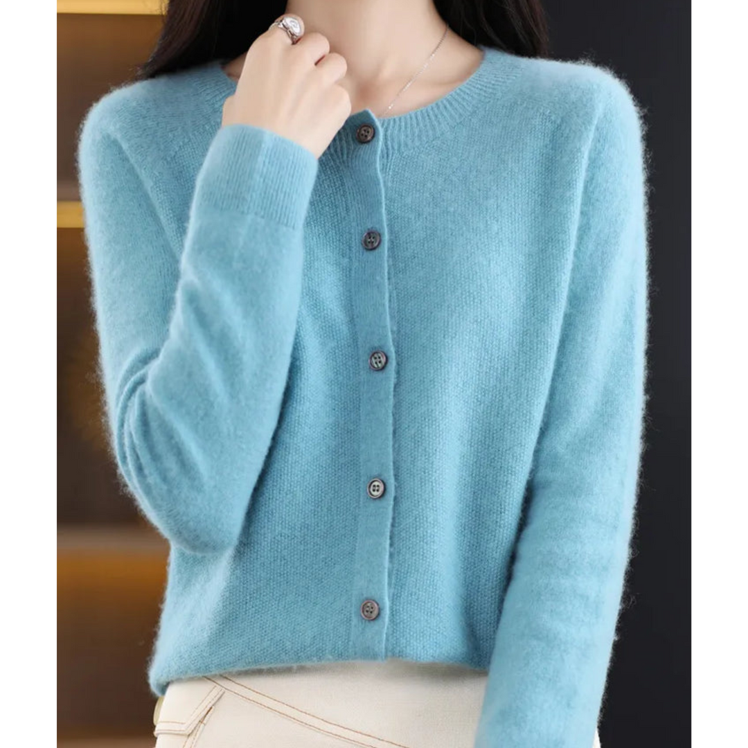 Mercy Cardigan for Women – Elegant Merino Wool &amp; Soft Cardigan with Round Neck
