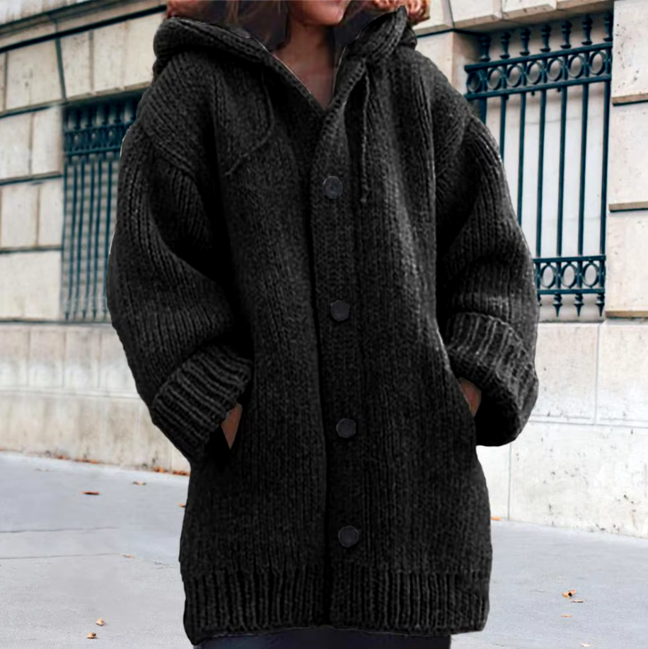 ELIZABETH | SOFT HOODED KNIT CARDIGAN