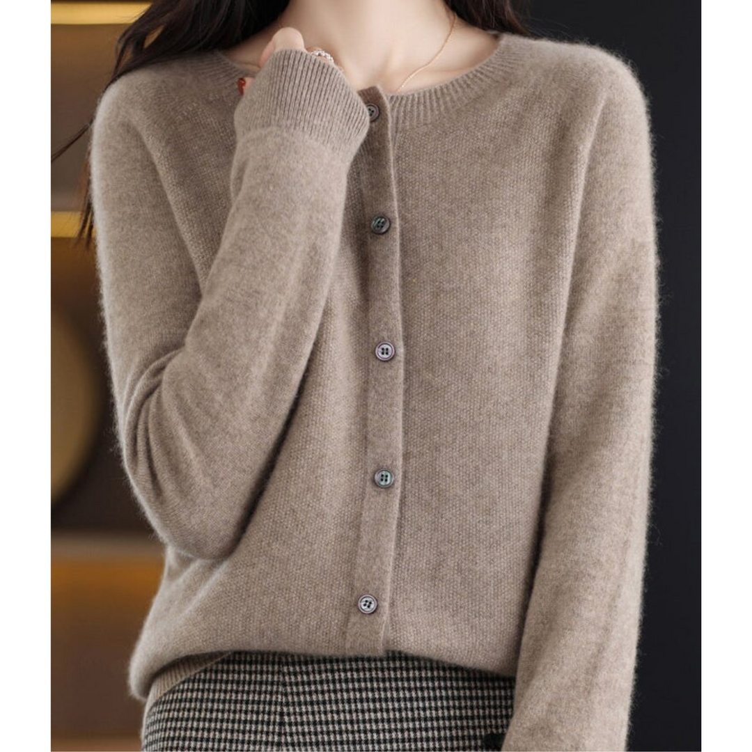 Mercy Cardigan for Women – Elegant Merino Wool &amp; Soft Cardigan with Round Neck