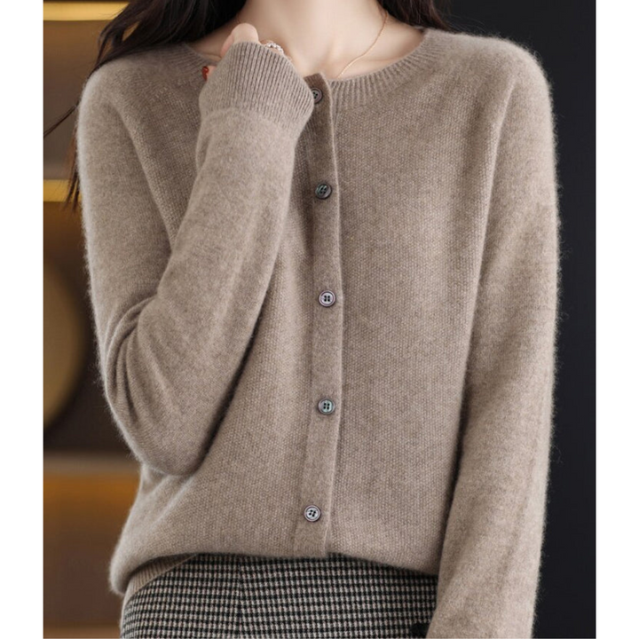 Mercy Cardigan for Women – Elegant Merino Wool &amp; Soft Cardigan with Round Neck