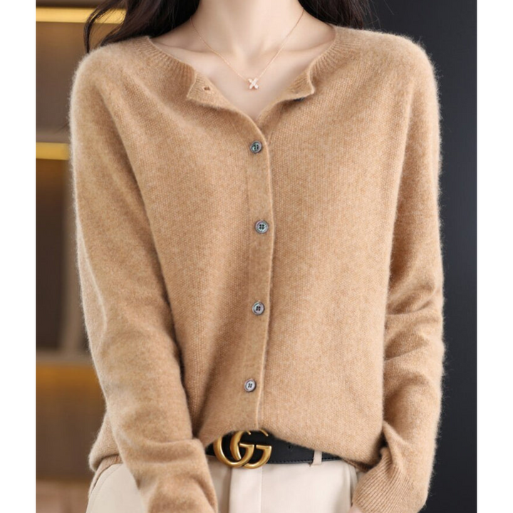 Mercy Cardigan for Women – Elegant Merino Wool &amp; Soft Cardigan with Round Neck