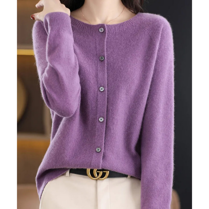Mercy Cardigan for Women – Elegant Merino Wool &amp; Soft Cardigan with Round Neck