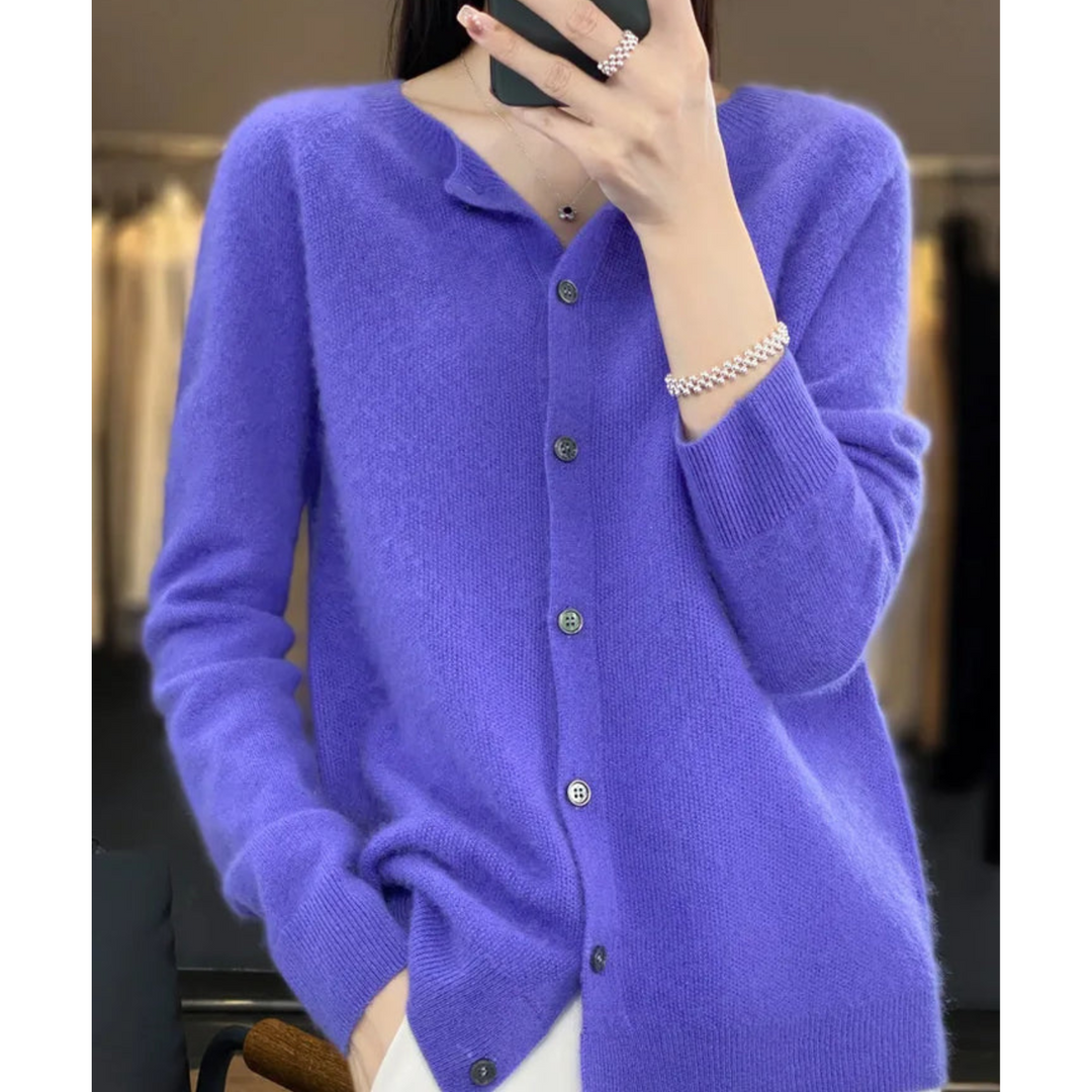 Mercy Cardigan for Women – Elegant Merino Wool &amp; Soft Cardigan with Round Neck