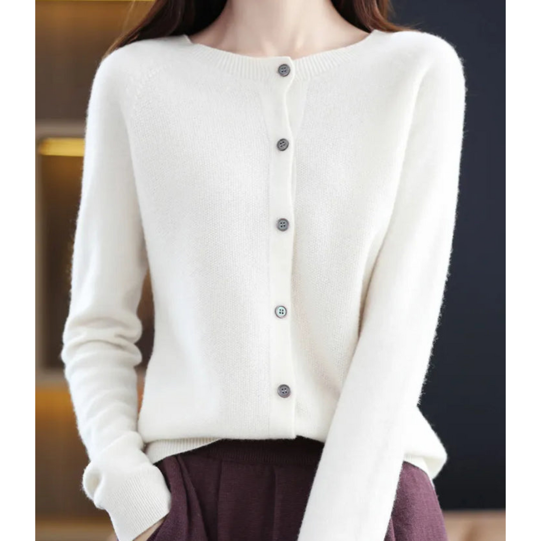 Mercy Cardigan for Women – Elegant Merino Wool &amp; Soft Cardigan with Round Neck