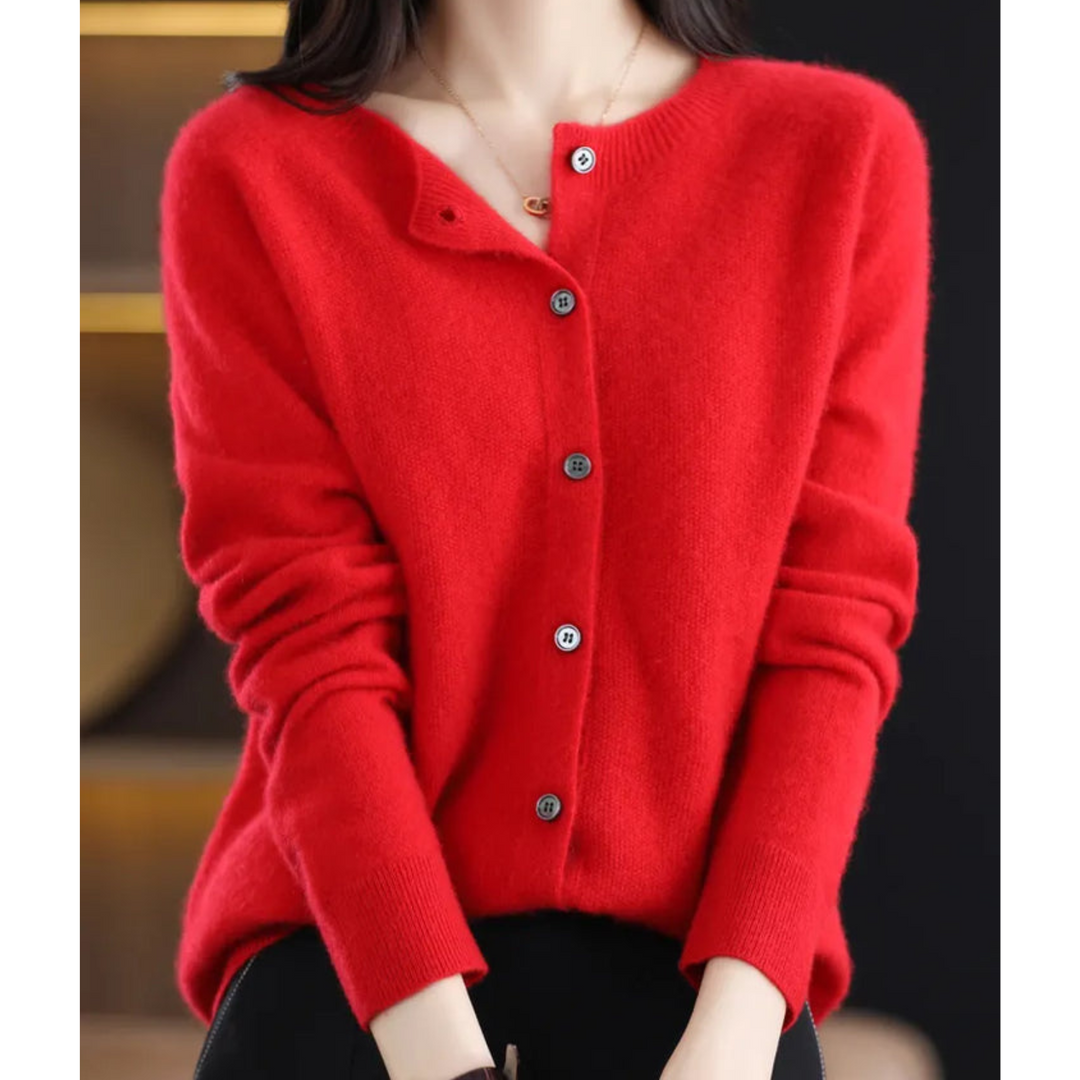 Mercy Cardigan for Women – Elegant Merino Wool &amp; Soft Cardigan with Round Neck