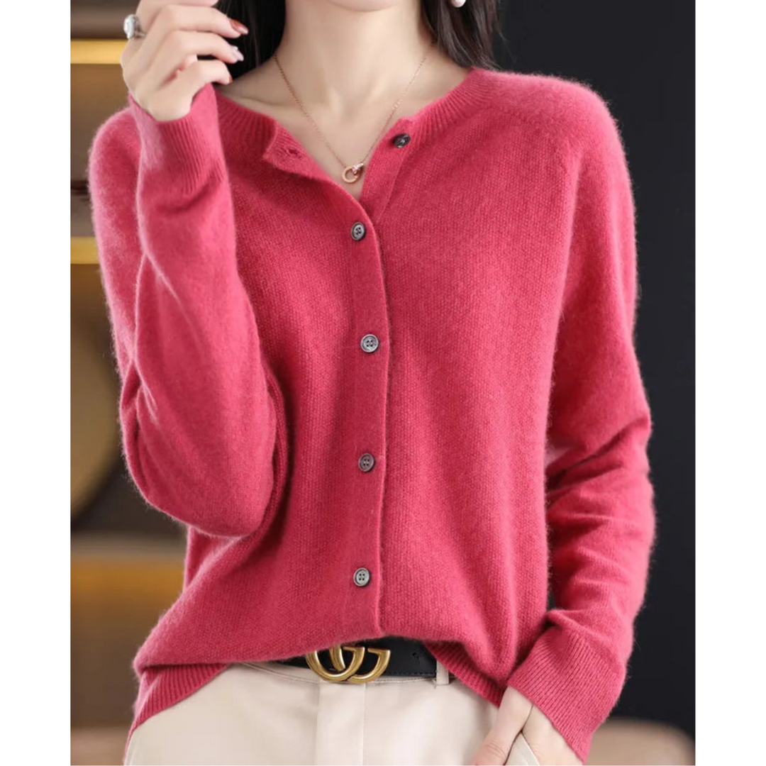 Mercy Cardigan for Women – Elegant Merino Wool &amp; Soft Cardigan with Round Neck