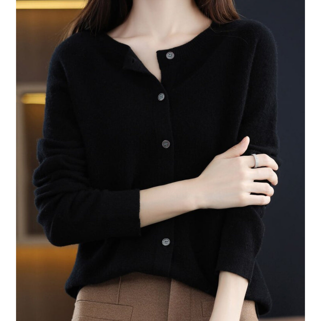 Mercy Cardigan for Women – Elegant Merino Wool &amp; Soft Cardigan with Round Neck