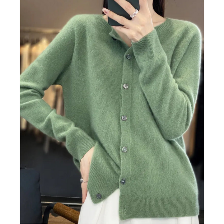 Mercy Cardigan for Women – Elegant Merino Wool &amp; Soft Cardigan with Round Neck