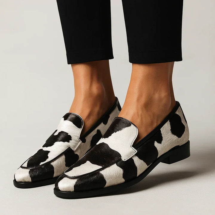 Melle - Classic Cow Print Loafers