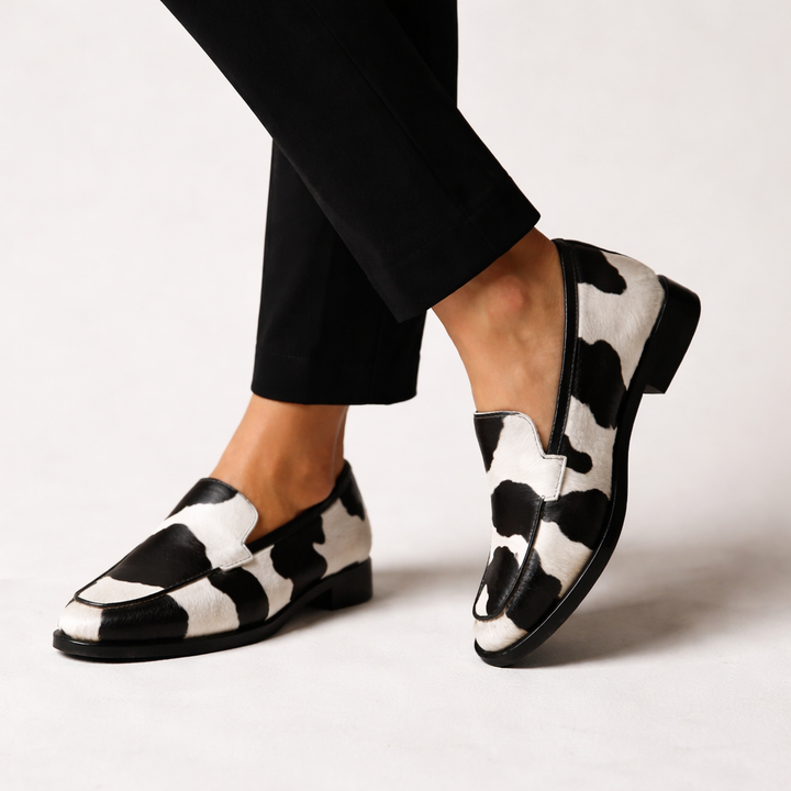 Melle - Classic Cow Print Loafers