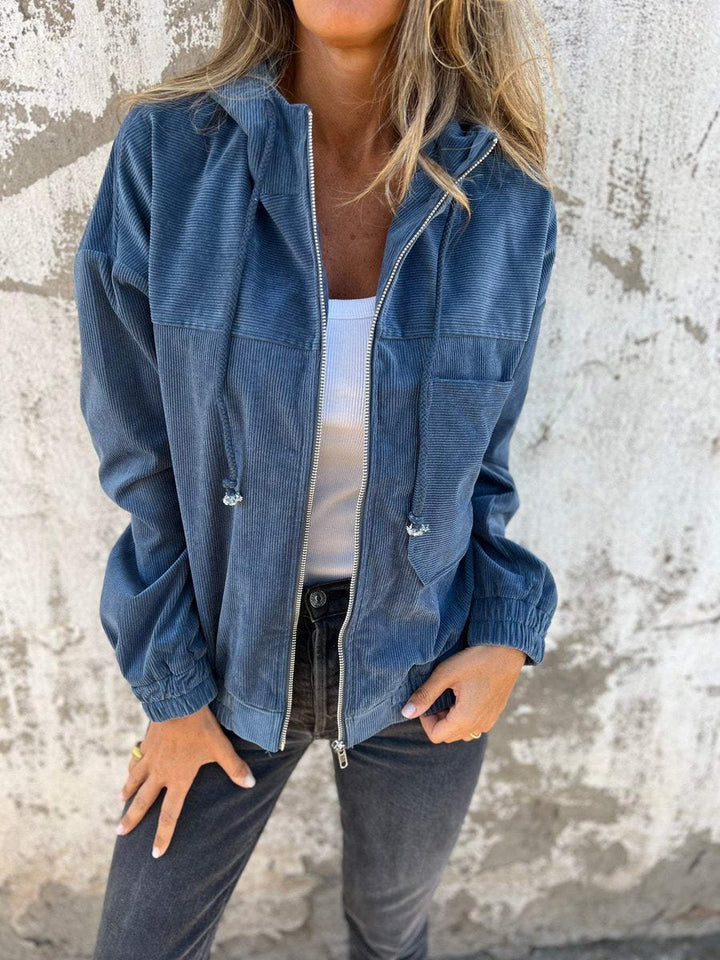 Lauren | Ribbed Zip-Up Hooded Jacket