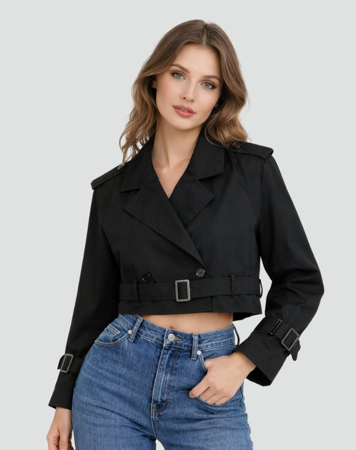 Juliana | Cropped Belted Trench Coat