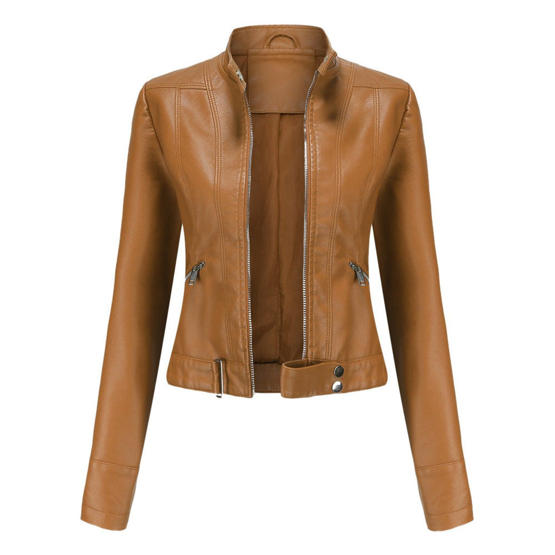 Linnea | Cropped Stand-Collar Moto Jacket