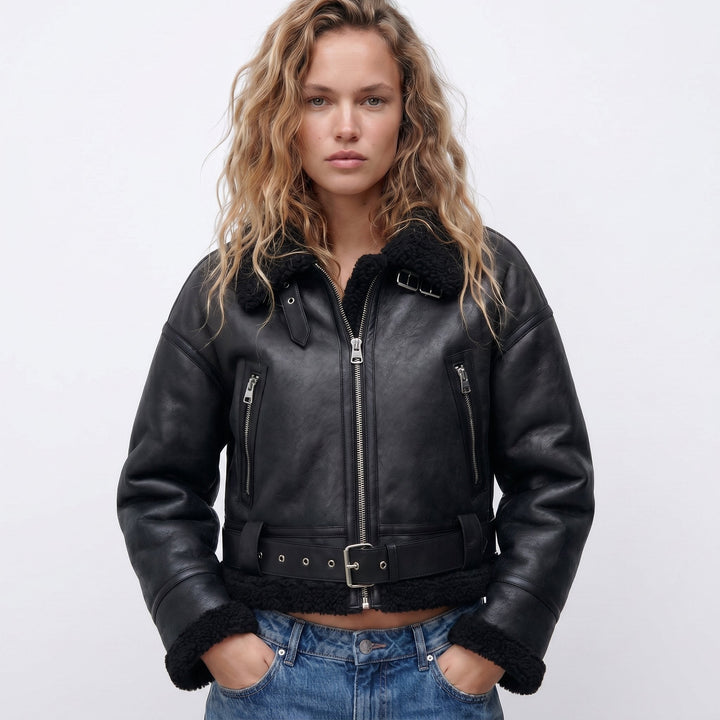 Verena | Cropped Aviator Bomber Jacket