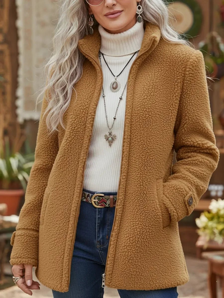 Patricia | Plush Stand-Collar Zip Coat