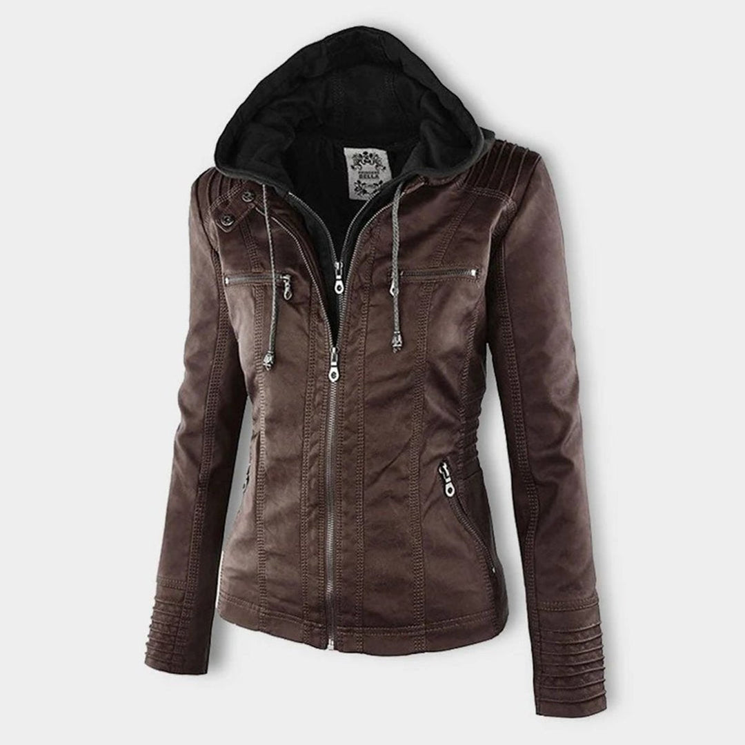 Lucinda | Hooded Moto Jacket with Removable Hood