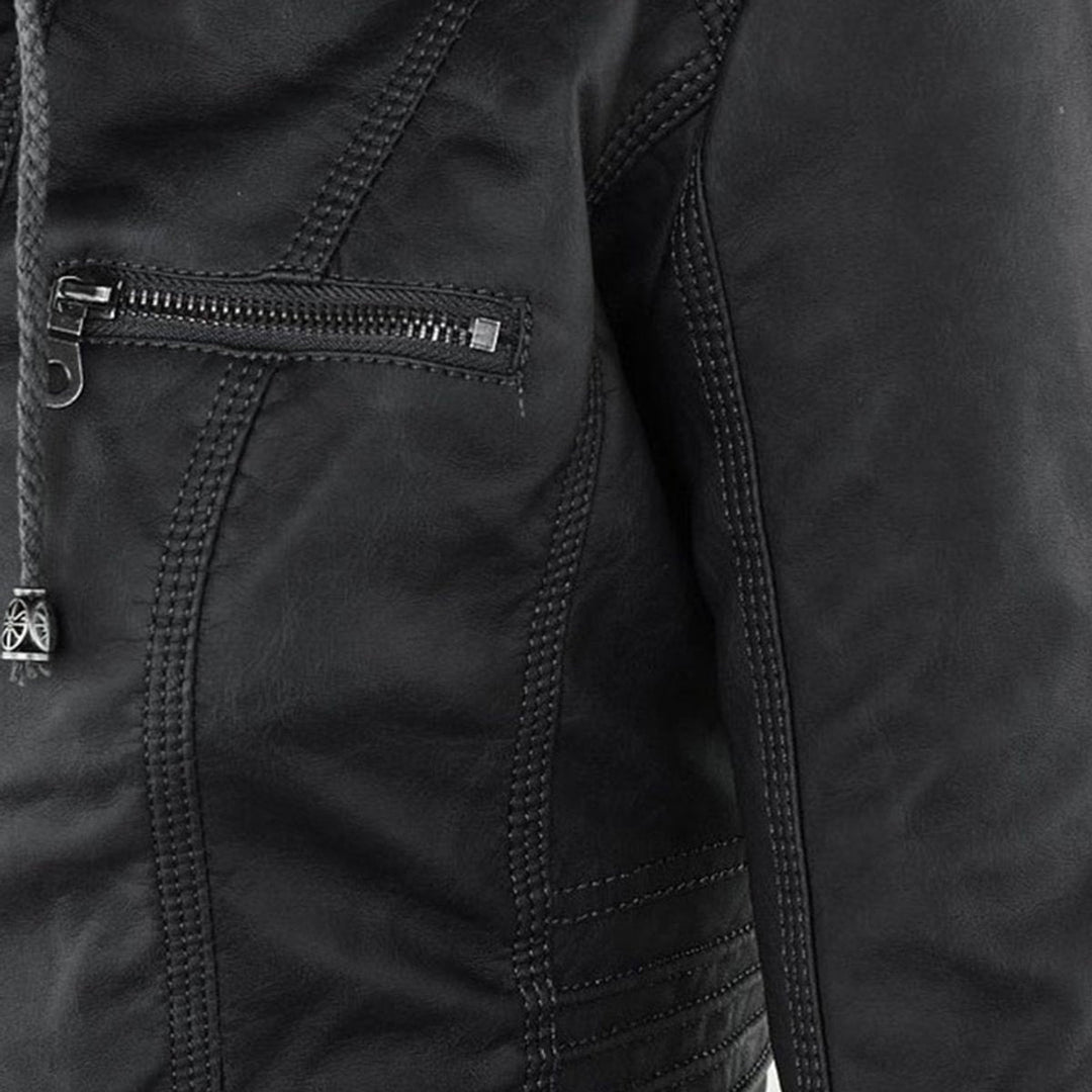Lucinda | Hooded Moto Jacket with Removable Hood