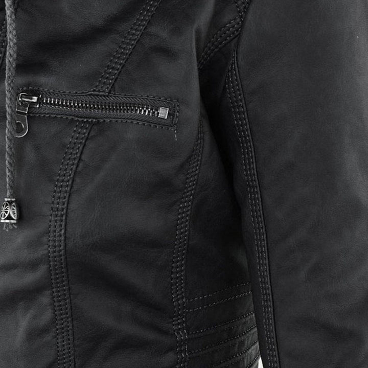 Lucinda | Hooded Moto Jacket with Removable Hood