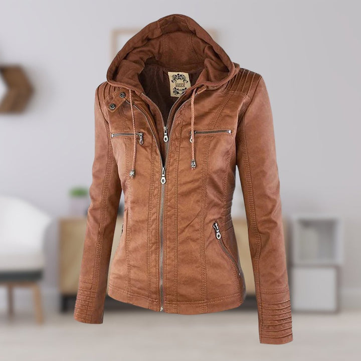 Lucinda | Hooded Moto Jacket with Removable Hood