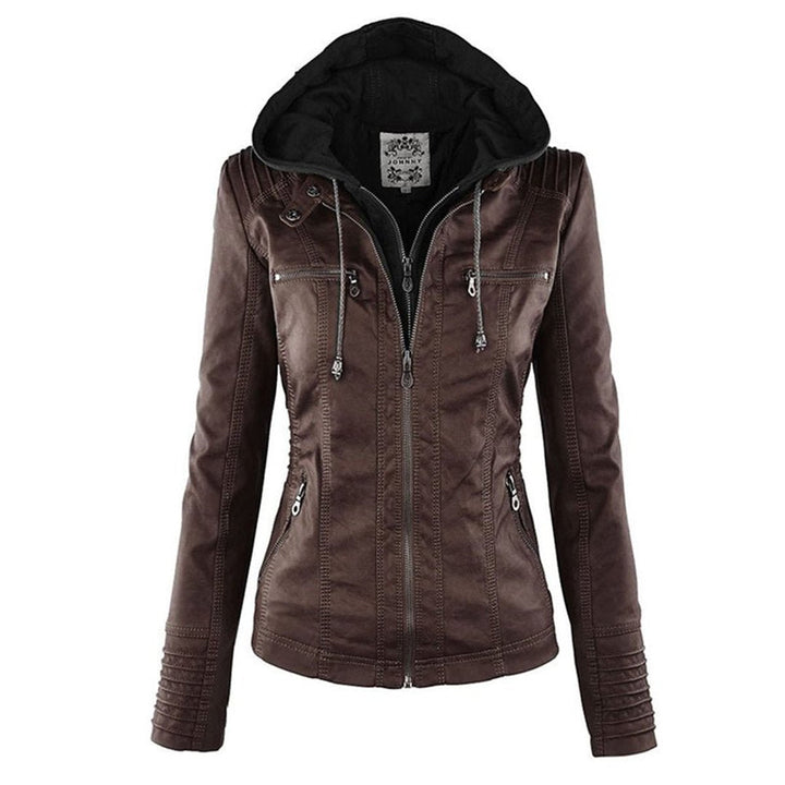 Lucinda | Hooded Moto Jacket with Removable Hood