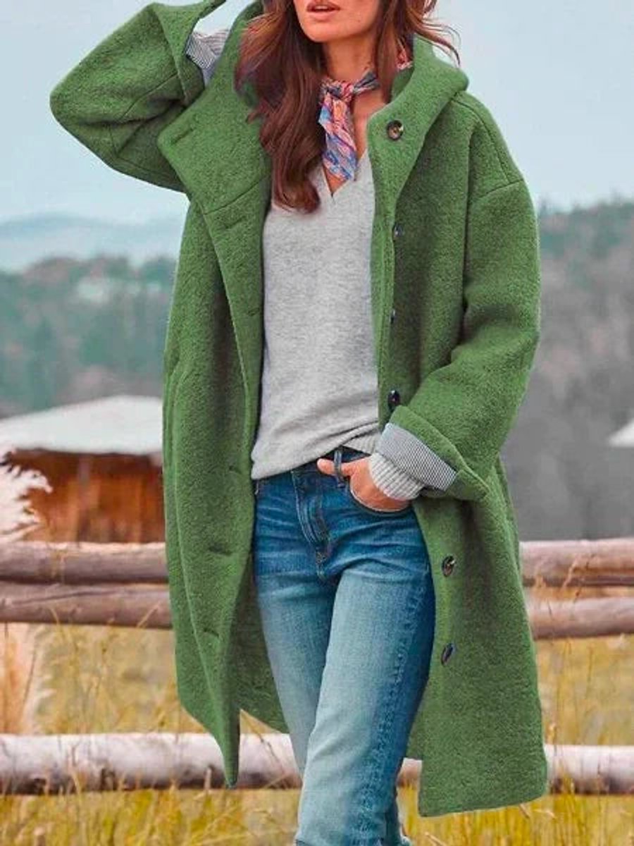 Eleanor | Longline Hooded Button-Front Coat